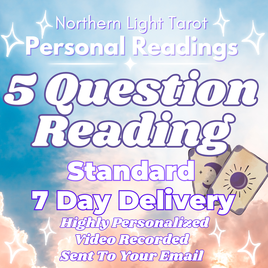 5 QUESTION video recorded TAROT Reading From Northern Light Tarot, Highly Personalized, In Depth and Straight To Your Email