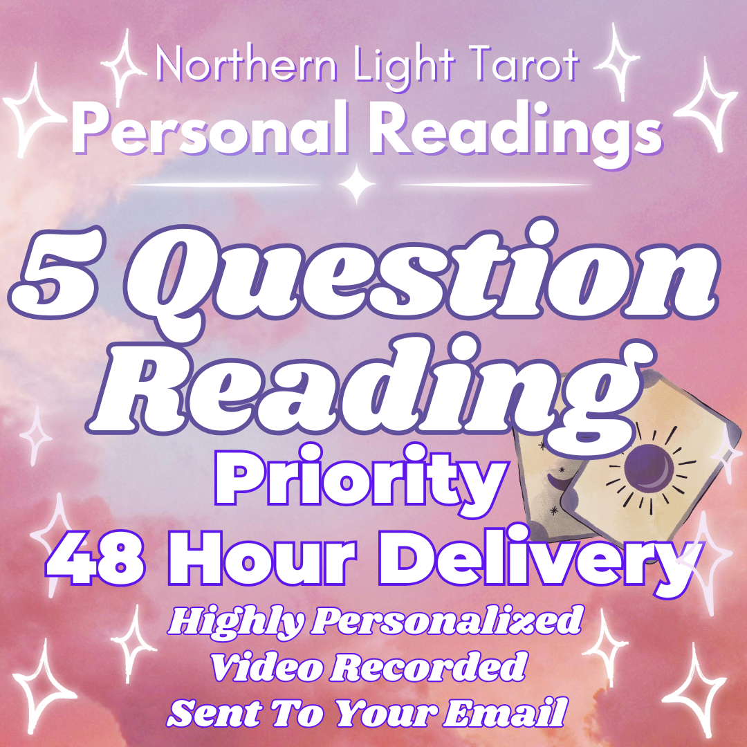 5 QUESTION Priority video recorded TAROT Reading From Northern Light Tarot, Highly Personalized, In Depth and Straight To Your Email (Copy)